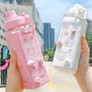 Axyaa Square Pastel Straw Bottle: Large Capacity Cute Water Bottle for Travel & Outdoor Sports
