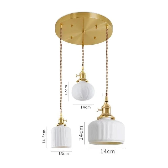 Axyaa Ceramic LED Pendant Light - Modern Copper Hanging Lamp