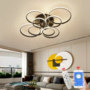 Axyaa Modern LED Circle Rings Ceiling Light in Matte Black/White for Living Room
