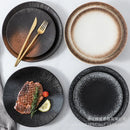 Axyaa Ceramic Striped Plate: Creative Retro Steak Spaghetti Sushi Restaurant Commercial Plate