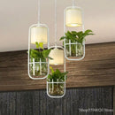 Axyaa Modern Chinese Plant Pendant Light Black Industrial Art Hanging Lamp