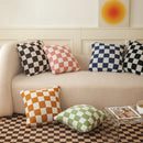 Axyaa Checkered Flocking Cushion Cover for Home Decoration