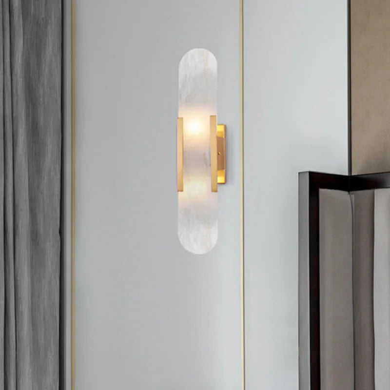 Marble Wall Lamp Living Room Bedroom Decor Golden Sconce Axyaa Aisle Staircase