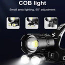 Axya Waterproof Zoomable Headlamp with USB Recharge, COB+LED Flashlight
