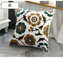 Axyaa Ethnic Style Embroidery Canvas Pillow Cover 45x45cm Square for Sofa Bed