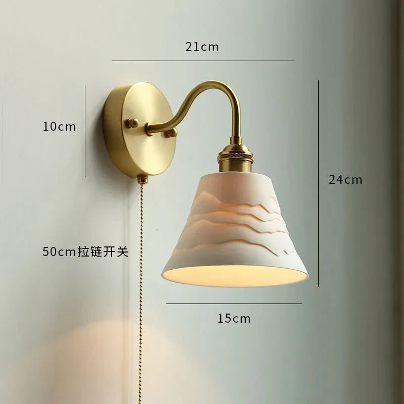 Axyaa Ceramic Modern Wall Lamp with Pull Switch and LED Light