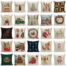 Axyaa Christmas Deer Snowman Cartoon Cushion Cover - Festive Decor Pillowcase