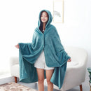 Axyaa Cozy Plush Hooded Blanket With Buttons & Shawl Design