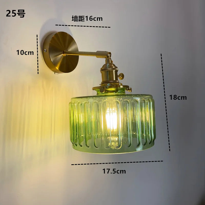 Axyaa Clear Glass LED Wall Sconce Switch Lamp for Bathroom Mirror Stairway, Nordic Copper Influence