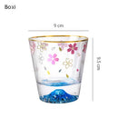 Axyaa Sakura Mount Fuji Glass Tea Cup - Double Bottom Drinkware
