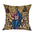 Cotton Linen Christ Pantocrator Icon Pillow Case by Axyaa