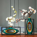 Axyaa Chinese Style Ceramic Vase with Wooden Frame for Modern Home Decoration