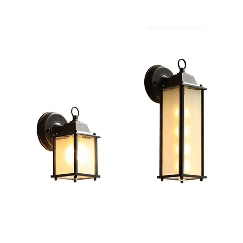 Axyaa Black Finish Wall Lantern with Frosted Glass Shade for Outdoor Spaces