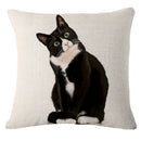Axyaa Black Cat Cotton Linen Pillow Case for Home Decor - 45X45CM