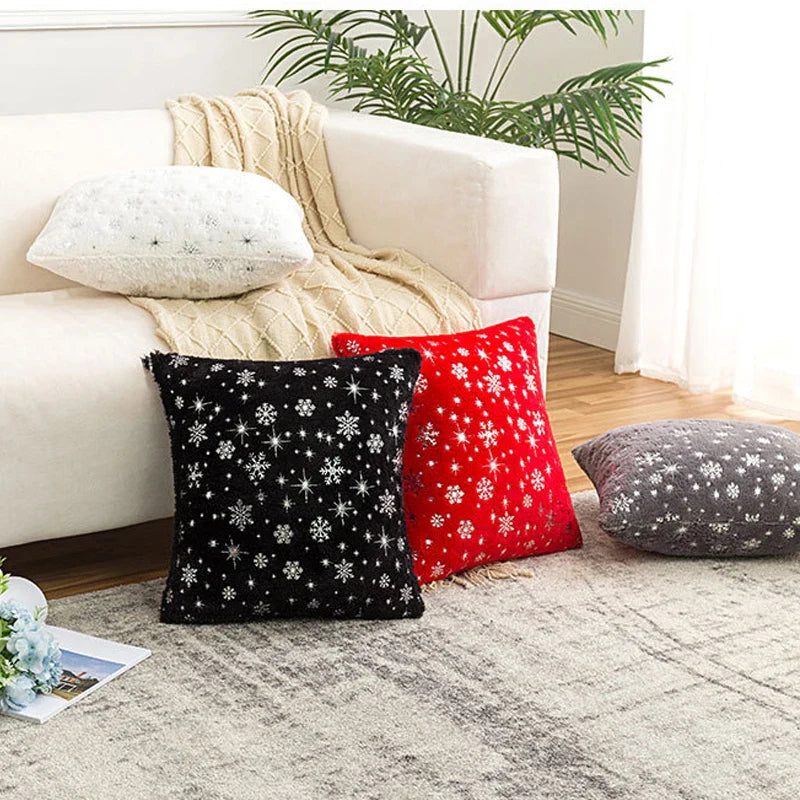 Axyaa Snowflake Flocked Cushion Cover 40x40 50x50