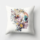 Axyaa Halloween Floral Skull Print Cushion Cover - Nordic Style 45X45CM
