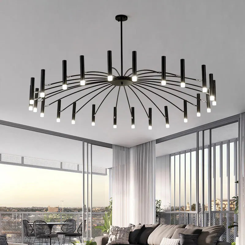 Axyaa Large Black Chandelier for Living Room Foyer Hotel, Post Modern Industrial Lighting
