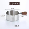 Axyaa Stainless Steel Seasoning Cup with Wooden Handle - Kitchen Sauce Dish