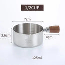 Axyaa Stainless Steel Seasoning Cup with Wooden Handle - Kitchen Sauce Dish
