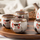 Axya Japanese Cat Teacup Porcelain Coffee Cup - Hand-painted Ceramic Cup