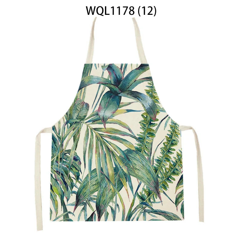 Tropical Jungle Print Kitchen Apron, Axyaa Plant Leaves Chef Bib for Kids Men Women