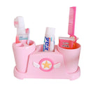 Axyaa Pink Sakura Bathroom Set: Toothbrush Holder, Gargle Cup, Shelf - Cute, Kawaii, Home Accessory