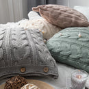 Axyaa Cozy Knit Cushion Cover in Vintage Ivory Grey Pink Solid Design