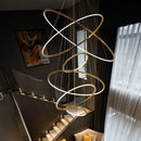 Axyaa Nordic Golden Circle Chandelier for Villa Living Room