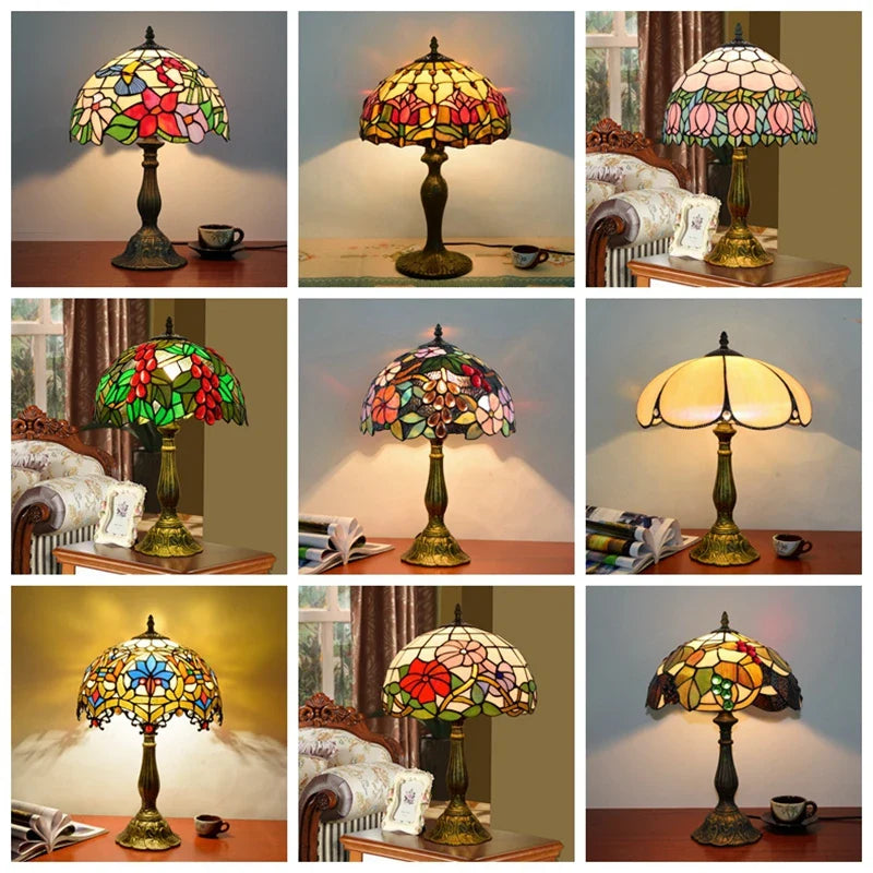 Axyaa Dragonfly Tiffany Table Lamp Vintage Stained Glass Desk Light