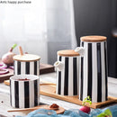 Axya Nordic Stripe Ceramic Spice Jar Set for Kitchen Supplies