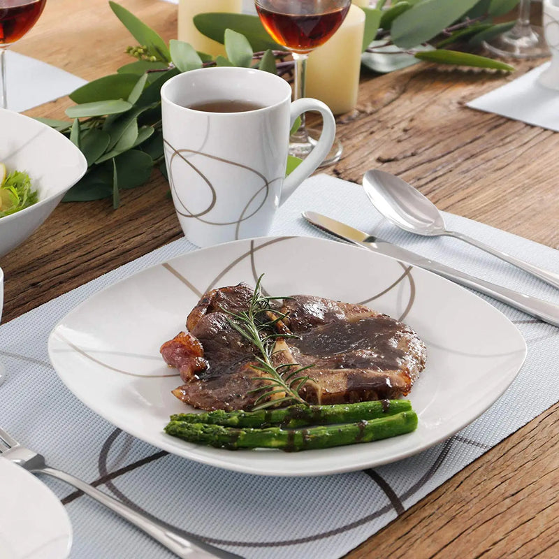 Axya Porcelain Dinner Set with Egg Cup, Cup&Saucer, and More - 50/100-Piece