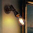 Axyaa Industrial Black Iron Pipe Wall Lamp - Vintage E27 Sconce Fixture