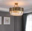 Axyaa Gold Metal Glass Crystal Chandelier for Modern Living Room & Bedroom