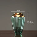 Axyaa Glass Vase: Golden Transparent Modern Home Decor Handicraft