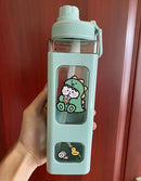 Axyaa Square Pastel Straw Bottle: Large Capacity Cute Water Bottle for Travel & Outdoor Sports