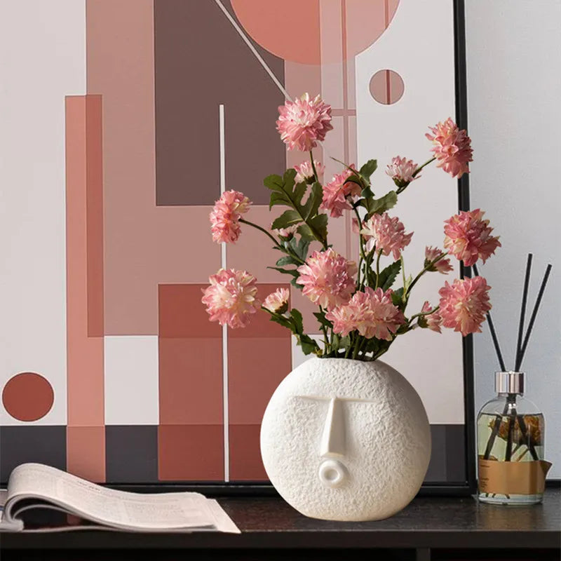 Axya™ Creative Face Shape Vase: Nordic Style Ceramic Flowerpot for Room Decoration