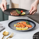 Axyaa Ceramic Striped Plate: Creative Retro Steak Spaghetti Sushi Restaurant Commercial Plate
