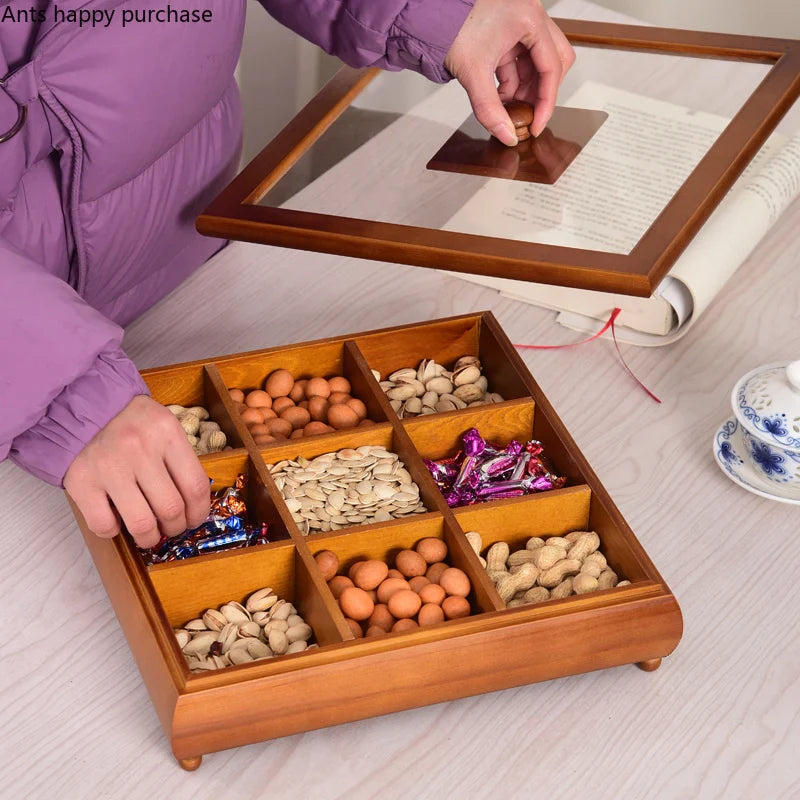 Axya Solid Wood Dried Fruit Snack Storage Box for Living Room Organizing