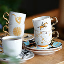 Axya Luxury Ceramic Coffee Set for 6, Elegant Tea Cup and Saucer with Spoon