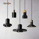 Axya Black Travertine Terrazzo Pendant Light: Industrial Post-Modern Hat Light