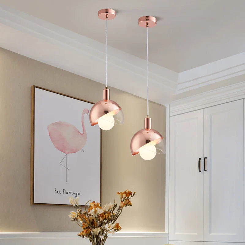 Nordic Art Deco Pendant Light Small Lamp Ball for Indoor Spaces - Axyaa Rosegold