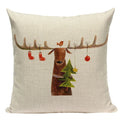 Axyaa Christmas Deer Snowman Cartoon Cushion Cover - Festive Decor Pillowcase
