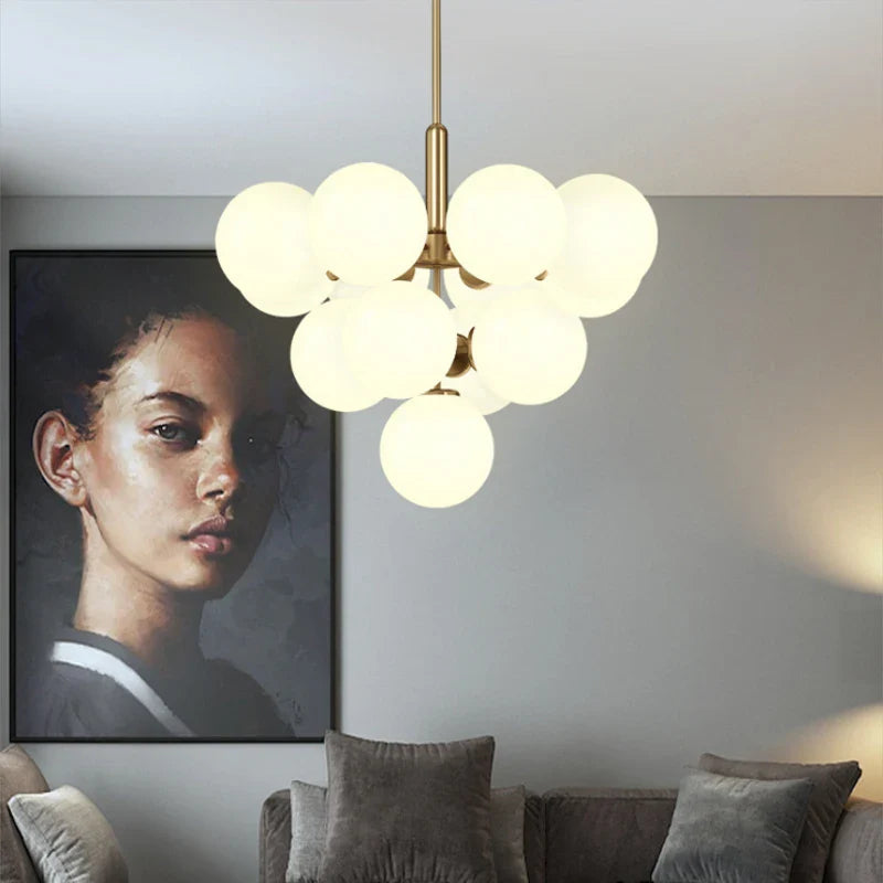 Axyaa Nordic Glass Ball Pendant Lights: Modern LED Ceiling Decor.