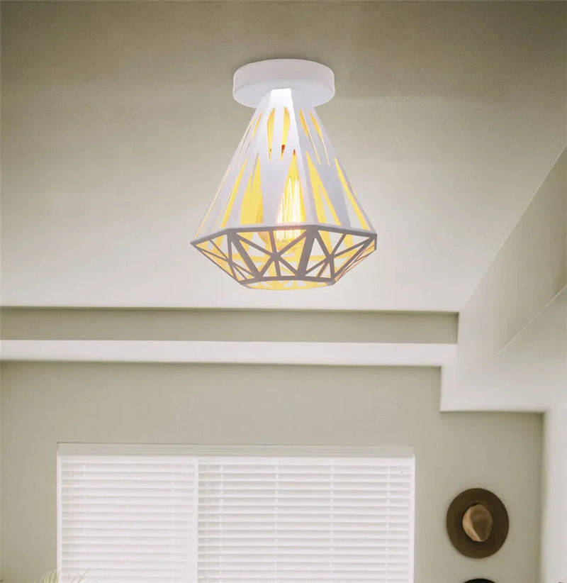 Geometric Iron Cage Ceiling Light by Axyaa: Modern Nordic Design for Home Decor