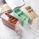 Axyaa 3-Layer Wheat Straw Bento Box - Healthy Microwave Food Storage Container