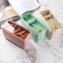 Axyaa 3-Layer Wheat Straw Bento Box | Healthy Material Lunch Container