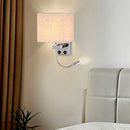 Axyaa LED Fabric Wall Sconce with USB Port for Bedroom and Living Room