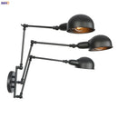 Axyaa Loft Antique Swing Arm Wall Sconce with 3 Heads Black Finish