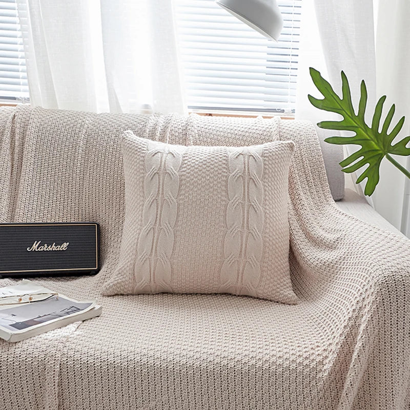 Axyaa Cable Knit Cushion Cover Soft Solid Pillow Case, 45cm*45cm, 5 Colors