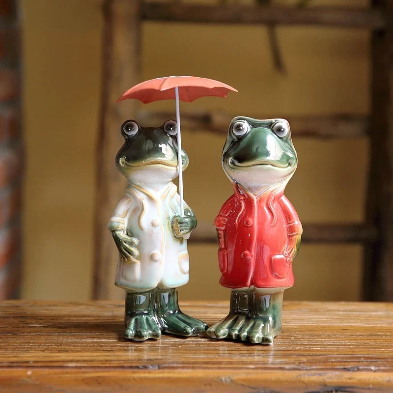 Axya Rustic Ceramic Frog for Home and Garden Decoration